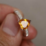 2ct Heart Yellow Citrine Solitaire Promise Engagement Ring 14k White Gold Finish