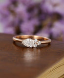 0.9ct Pear Cut VVS1 Diamond Engagement Ring 14k Rose Gold Finish Fancy Solitaire