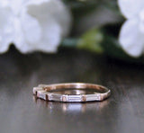 Minimalist Wedding Ring Band 1.2ct Baguette Cut Diamond 14k Rose Gold Finish