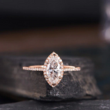 1ct Marquise Cut Diamond Engagement Ring 14k Rose Gold Over Halo Marquise Shape