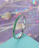 1ct Round Cut Green Emerald Full Eternity Wedding Band Ring 14k WhiteGold Finish