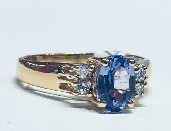 2.3ct Oval Cut Blue Tanzanite Diamond Petite Solitaire Ring 14k Yellow Gold Over