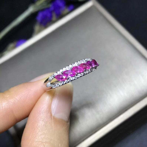 1.5ct Marquise Cut Pink Sapphire Wedding Band Half Eternity 14k WhiteGold Finish