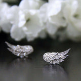 Lovely Angel Wings Stud Earrings 0.5ct Round Cut Diamond 14k White Gold Finish