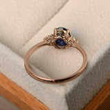 1ct Oval Blue Sapphire Engagement Ring Round Accents Trilogy 14k Rose Gold Over