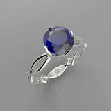 1ct Round Cut Sapphire Split Shank Open Floral Solitaire Ring 14k WhiteGold Over