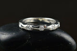 1Ct Round Cut DVVS1 Diamond Bamboo Design Wedding Band 14K White Gold Finish