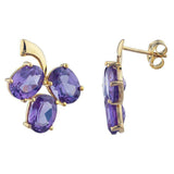 2.3ct Drop Earrings Oval Cut Purple Amethyst Berry Fruit 14k Yellow Gold Finish