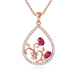 2ct Oval Cut Pink Ruby Flower Design Pendant 14k Rose Gold Finish NO CHAIN