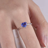 0.5ct Heart Cut Blue Tanzanite Solitaire Engagement Ring 14k White Gold Finish