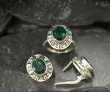 2ct Engagement Ring Oval Green Emerald Vintage Inspired Halo 14k White Gold Over