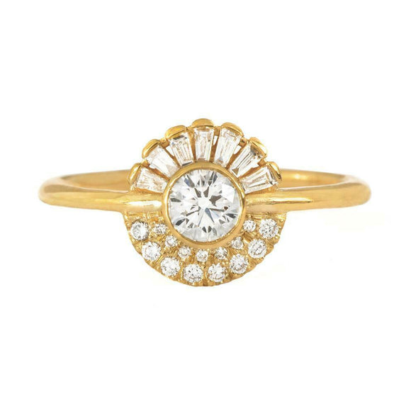 2ct Round Cut Diamond Engagement Ring 14k Yellow Gold Finish Unique Cluster Disc