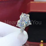 2ct Heart Cut Simulated Diamond Cluster Pave Accents Ring 14k White Gold Plated