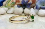 1ct Pear Cut Emerald Accents with Solitaire Engagement Ring 14k Yellow Gold Over