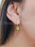 0.75ct Oval Simulated Peridot Solitaire Drop Earrings 14k White Gold Plated