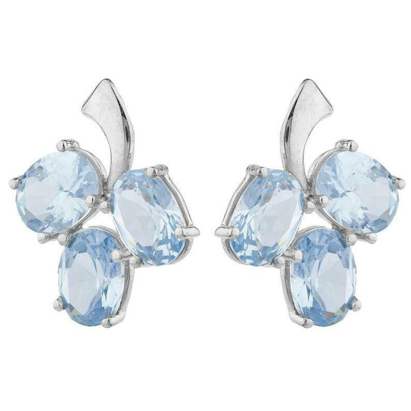 2.3ct Drop Earrings Oval Cut Blue Aquamarine Berry Fruit 14k White Gold Finish