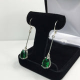 2ct Pear Green Emerald Vertical Bar Solitaire Drop Earrings 14k White Gold Over