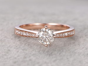 0.5ct Round Cut Diamond Engagement Ring 14k Rose Gold Finish 4 Prong Set Wedding