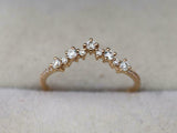 0.8ct Wedding Ring Band Round Cut Diamond Curved Stackable 14k YellowGold Finish