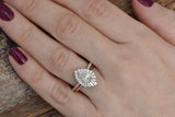 Cluster Bridal Set Engagement Ring 3ct Pear Cut VVS1D Diamond 14k Rose Gold Over