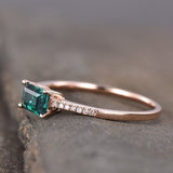 1ct Baguette Cut Green Emerald Solitaire Engagement Ring 14k Rose Gold Finish