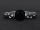 2ct Engagement Ring Round Cut Black Diamond Flush Set Shank 14k WhiteGold Finish