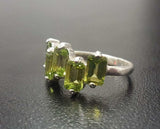 2.4ct Engagement Ring Emerald Cut Green Peridot Geometric Bar 14k WhiteGold Over