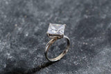 1ct Engagement Ring Princess Cut Diamond 4 Prong Solitaire 14k White Gold Finish