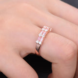 1ct Baguette Cut Pink Sapphire Fancy Design Engagement Ring 14k Rose Gold Finish