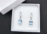 2.6ct Drop Earrings Cushion Cut Blue Topaz Partywearr 14k White Gold Finish