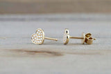 1ct Round Cut VVS1D Diamond Cluster Heart Stud Earrings 14k Yellow Gold Finish