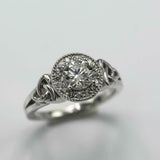 2.3ct Round Cut Diamond Engagement Ring Halo Celtic Trinity 14k WhiteGold Finish