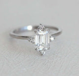 Solitaire Engagement Ring 0.75ct Emerald Cut VVS1D Diamond 14k White Gold Finish