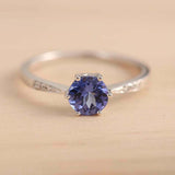 1.2ct Round Blue Tanzanite Engagement Ring Diamond Accents 14k White Gold Finish