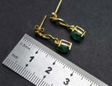 1ct Drop Earrings Oval Cut Green Emerald Stylish 14k Yellow Gold Finish