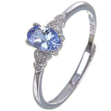 1ct Oval Cut Blue Tanzanite Heart Shape Round Accent Ring 14k White Gold Finish