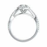 2.5Ct Round Cut Diamond Infinity Band Halo Engagement Ring 14K White Gold Finish