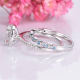 2.3ct Cushion Cut Diamond Engagement Ring Halo Bridal Set 14k White Gold Finish