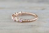 1ct Round Purple Amethyst Wedding Band 14k Rose Gold Over Braided Petite Dainty