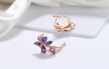 3ct Trillion Cut Purple Amethyst Elegant Party Drop Earrings 14k RoseGold Finish