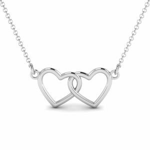 Heart Pendant Intertwined Locked Love Design 14k White Gold Finish NO CHAIN