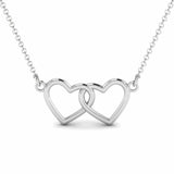 Heart Pendant Intertwined Locked Love Design 14k White Gold Finish NO CHAIN