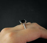 4 Prong Solitaire Engagement Ring 2ct Oval Cut Black Diamond 14k White Gold Over