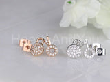 1ct Round Cut Moissanite Lock Key Design Stud Earrings 14k White Gold Plated