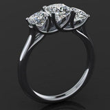 Trilogy Solitaire Engagement Ring 0.6ct Cushion Cut Diamond 14k WhiteGold Finish