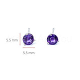 0.7ct Round Simulated Amethyst Solitaire Stud Earrings 14k White Gold Plated