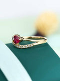 1.2ct Heart Pink Ruby Diamond Engagement Ring 14k Yellow Gold Finish Split Shank