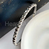 1ct Round Simulated Black Diamond Unique Bangle Bracelet 14k White Gold Plated