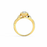 2.4ct Engagement Ring Round Cut Diamond Split Shank Halo 14k Yellow Gold Finish