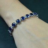 10ct Round Cut Blue Sapphire Elegant Tennis Bracelet 14k White Gold Finish